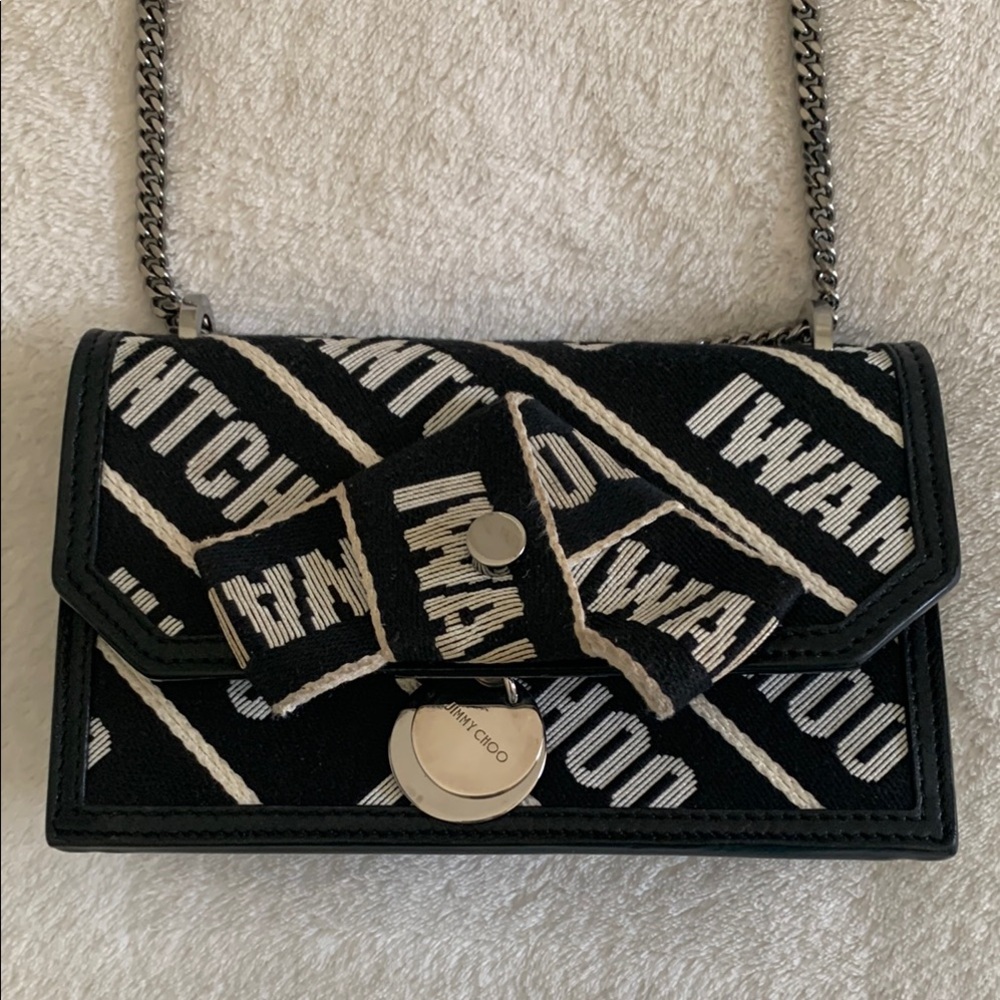 Jimmy Choo Black and White Graphic Crossbody Bag